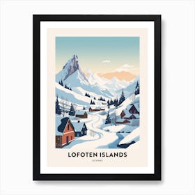 Vintage Winter Travel Poster Lofoten Islands Norway 3 Art Print