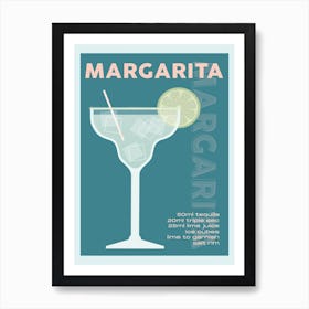 Teal Margarita Cocktail Art Print