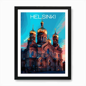 Colourful Helsinki Finland travel poster Art Print Art Print