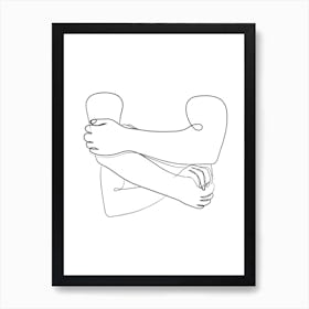 Hold Me Tight Black & White Line Art Print