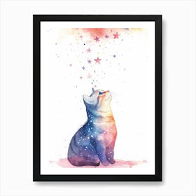 Starry Sky Cat Art Print