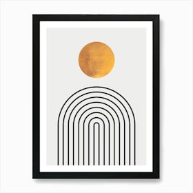 Circles lines and gold 2 Art Print