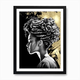 Black Girl with Gold Abstract 9 Art Print