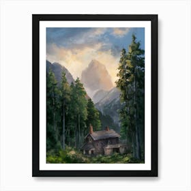 Cabin In The Mountains 1 Art Print