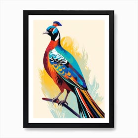 Colourful Geometric Bird Pheasant 4 Art Print