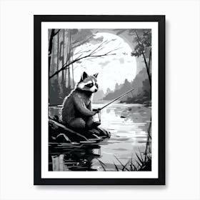 Raccoon By A Fishing River 2 Art Print