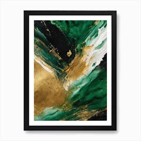 Gold And Green Abstract Painting 1 Art Print