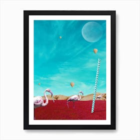 Surrealistic Animals Flamingo Art Print