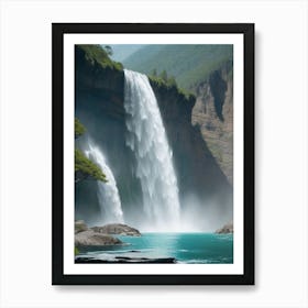 Waterfall In The Mountains 2 Art Print