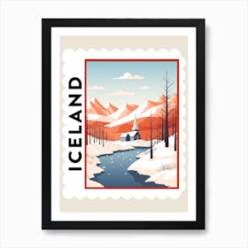 Retro Winter Stamp Poster Iceland 1 Art Print