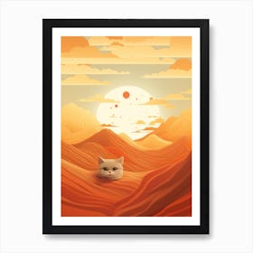 Cat In The Desert Art Print