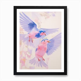 Pink Ethereal Bird Painting Eastern Bluebird 1 Art Print