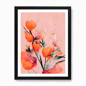 Tangelo Tulips Art Print