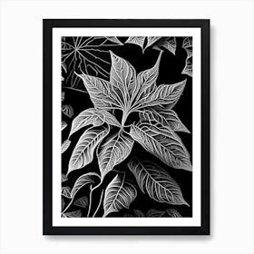 Poinsettia Leaf Linocut 1 Art Print