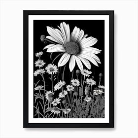 Coreopsis Wildflower Linocut 1 Art Print