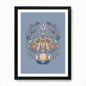 Magical Moon Moth | Slate Blue Art Print