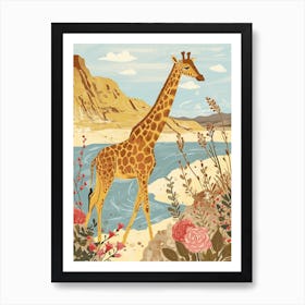 Giraffe By The Water 1 Art Print