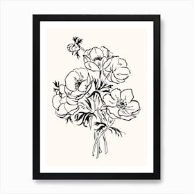 Black Flower Bouquet Art Print