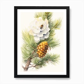 Beehive With Cypress Watercolour Illustration 4 Art Print