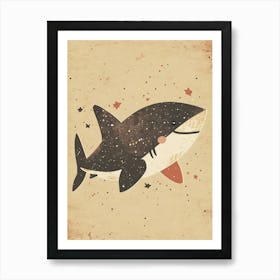 Cute Muted Pastels Storybook Style Shark 1 Art Print