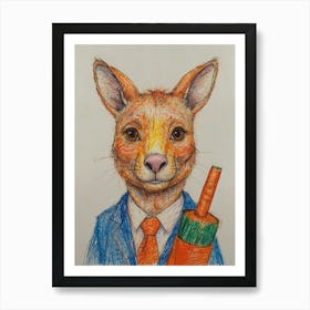 Kangaroo In Business Suit Art Print