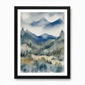 Watercolor Of Mountains 1 Art Print