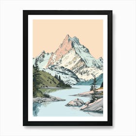 Mount Bierstadt Usa Color Line Drawing (7) Art Print