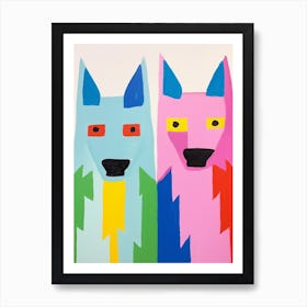 Colourful Kids Animal Art Arctic Wolf Art Print