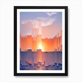 Abstract Glitch Sunset Painting 1 Art Print