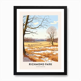 Vintage Winter Travel Poster Richmond Park England 2 Art Print