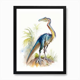 Compsognathus 1 Watercolour Dinosaur Art Print