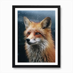 Red Fox Close Up Realism 3 Art Print