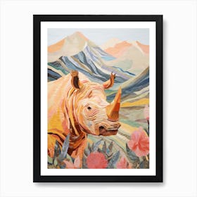 Colourful Patchwork Rhino 5 Art Print