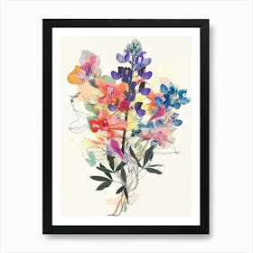 Bluebonnet 2 Collage Flower Bouquet Art Print