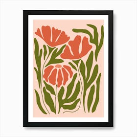 Poppies in warm colors Art Print