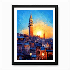 Galata Tower Pixel Art 9 Art Print