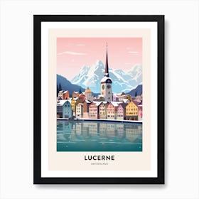 Vintage Winter Travel Poster Lucerne Switzerland 1 Art Print