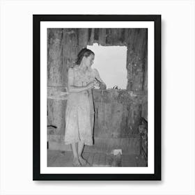 Daughter Of Agricultural Day Laborer Looking Out The Unshuttered Window Of The Desolate Shack Which Was Her Ho Art Print