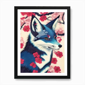 Fox In Cherry Blossoms Art Print