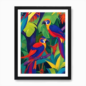 Parrots In The Jungle Fauvism Tropical Birds in the Jungle 7 Art Print