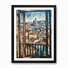 Window View Of Budapest Hungary In The Style Of Cubism 3 Art Print