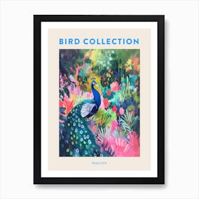 Peacock Pink & Blue Brushstroke Poster Art Print