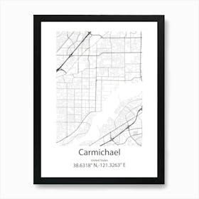 Carmichael,United States Minimalist Map Art Print