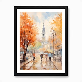 Bratislava Slovakia In Autumn Fall, Watercolour 1 Art Print