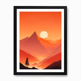 Misty Mountains Vertical Composition In Orange Tone 25 Art Print