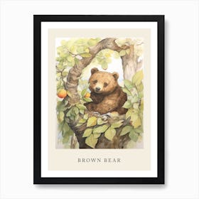 Beatrix Potter Inspired  Animal Watercolour Brown Bear 4 Art Print