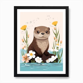 Baby Animal Illustration  Otter 1 Art Print