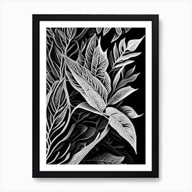 Tea Tree Leaf Linocut 2 Art Print