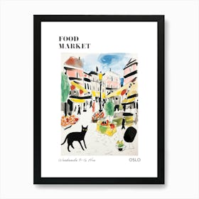 The Food Market In Oslo 3 Illustration Poster Art Print