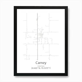 Carney,United States Minimalist Map Art Print